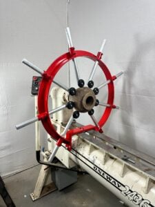 Large Clark Steady Rest with 8 arms mounted on a 24" Oneway lathe