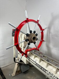 Large Clark Steady Rest with 8 arms mounted on a 24" Oneway lathe
