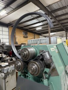 The Spin Doctor Bending a Large Clark Steady Rest in the Oklahoma City factory